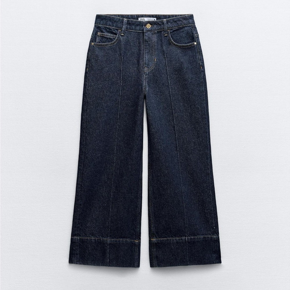 Zara Blue Flare Wide Leg Jeans